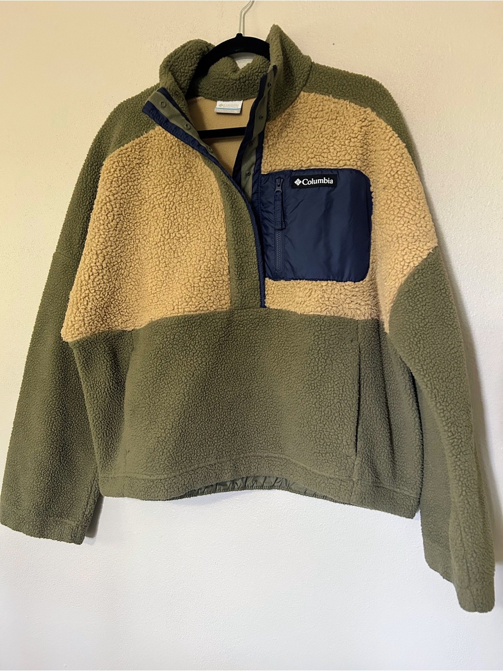 Columbia Women’s Lodge Sherpa Colorblock Fleece Pullover Cozy Casual Size XL